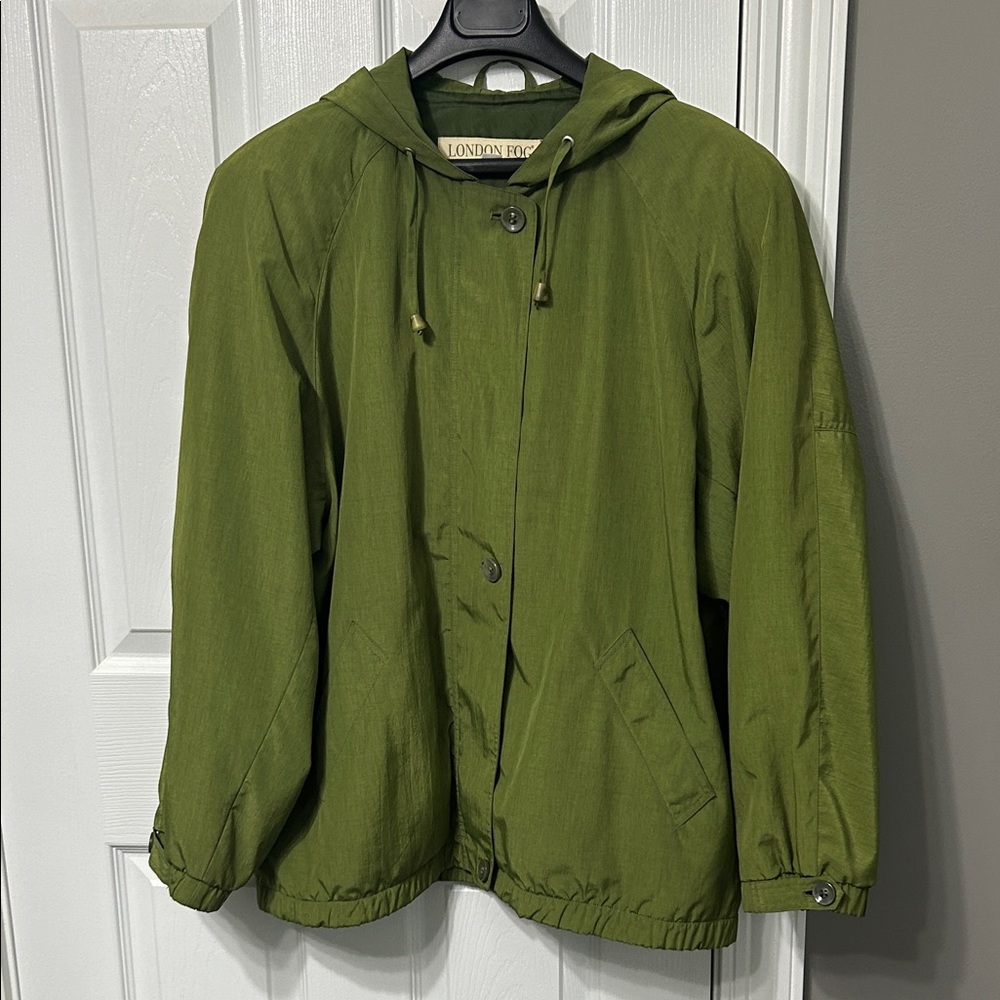London Fog Men's Green Hooded Raincoat